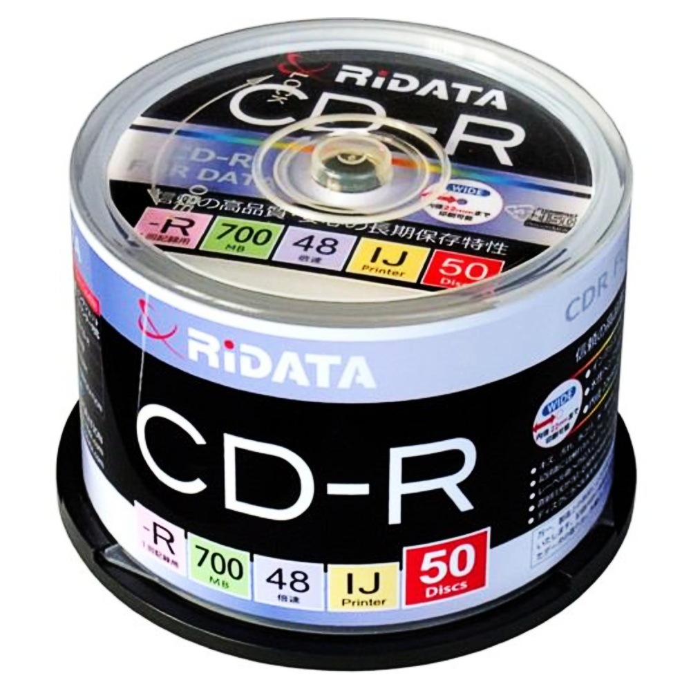 市場 CD-R RiDATA 1-48倍速 700MB データ記録用 ライデータ ホワイトプリンタブル 50枚パック