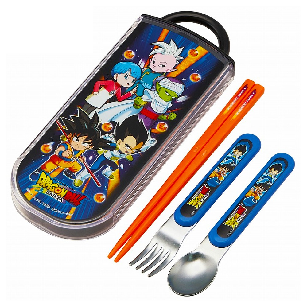 弁当用箸 トリオセット ドラゴンボールDAIMA ダイマ SKATER スケーター 子供 箸16.5cm/スプーン・フォーク13cm スライド式 名前シール付 693243-TACC2AG ◆メ画像