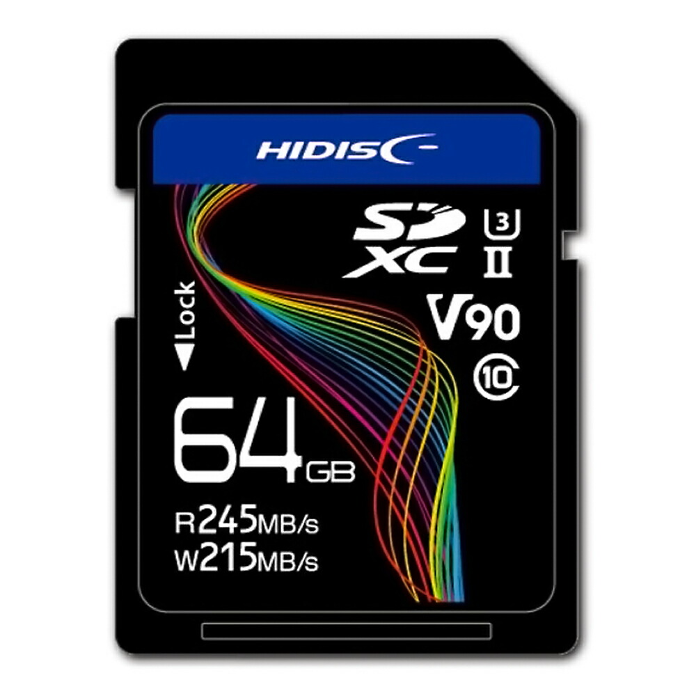 SD歌留多 64GB UHS-II SDXC HIDISC 磁気科学研究所 UHS-I U3 V90 R:245MB/s W:215MB/s 日本語包み HDSDX64GCL10U3JP3V90 ◆メ