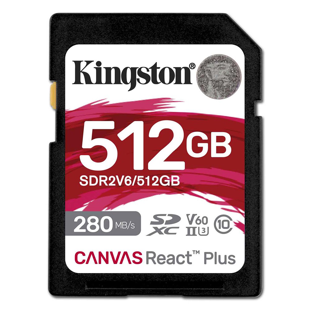 SD歌留多 512GB UHS-II SDXC Kingston キングストン Canvas React Plus Class10 UHS-II U3 V60 4K R:280MB/s W:150MB/s 外国でリテール SDR2V6/512GB ◆コ