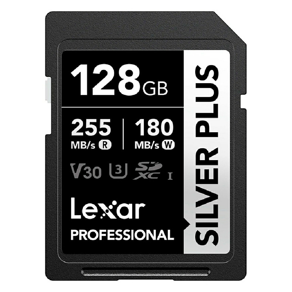 SD歌留多 128GB SDXC Lexar レキサー Professional SILVER PLUS Class10 UHS-I U3 V30 R:255MB/s W:180MB/s 外国でリテール LSDSIPL128G-RNNNC ◆メ