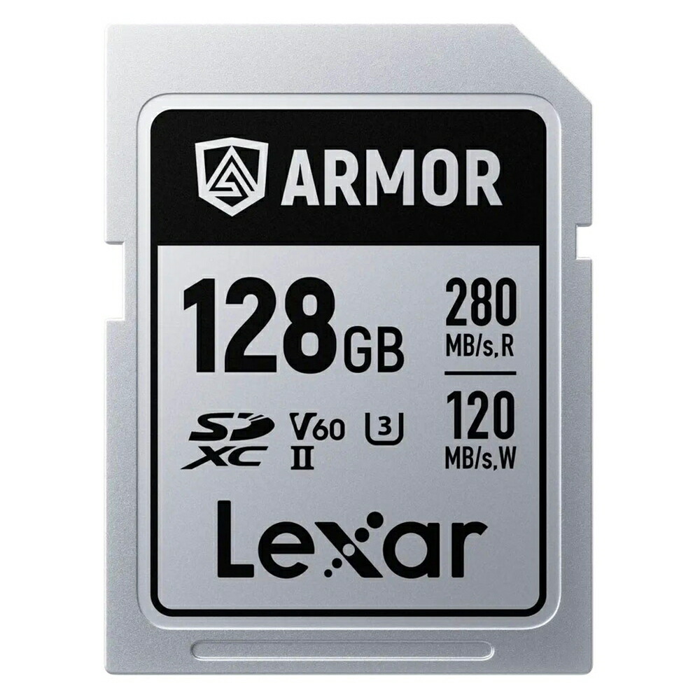 SDカード 128GB 金属製 ARMOR SILVER PRO SDXC UHS-II Lexar レキサー UHS-II U3 V60 R:280MB/s W:120MB/s 防塵 防水 海外リテール LSDAMSP128G-RNNNC ◆メ｜風見鶏