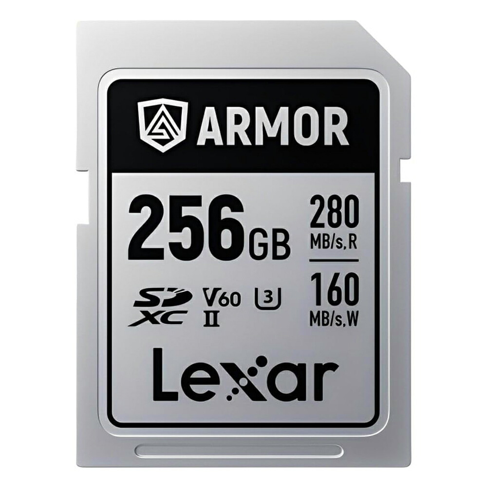 SD歌留多 256GB 金属元素製 ARMOR SILVER PRO SDXC UHS-II Lexar レキサー UHS-II U3 V60 R:280MB/s W:160MB/s 防塵 雨合羽 外国でリテール LSDAMSP256G-RNNNC ◆コ