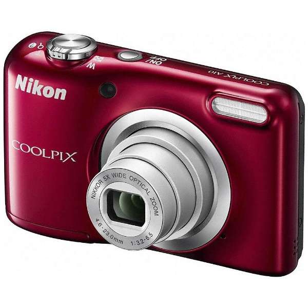 コンパクトデジタルカメラ COOLPIX A10 Nikon ニコン 1614万画素 光学5倍ズーム 単3形電池式 レッド COOLPIXA10RD ◆宅