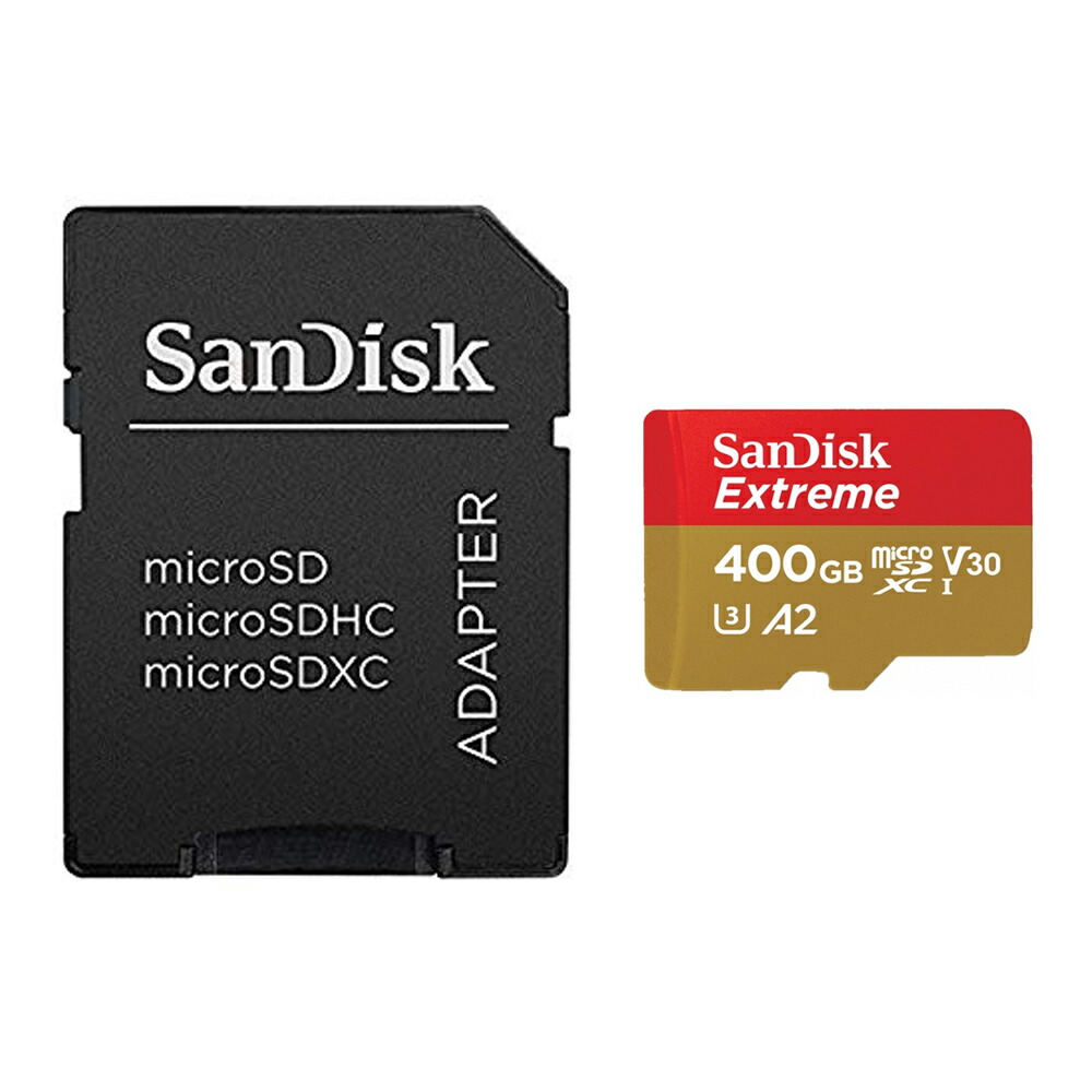 400GB microSDXCカード マイクロSD SanDisk サンディスク Extreme UHS-I U3 V30 A2 R:160MB/s W:90MB/s 海外リテール SDSQXA1-400G-GN6MA ◆メ