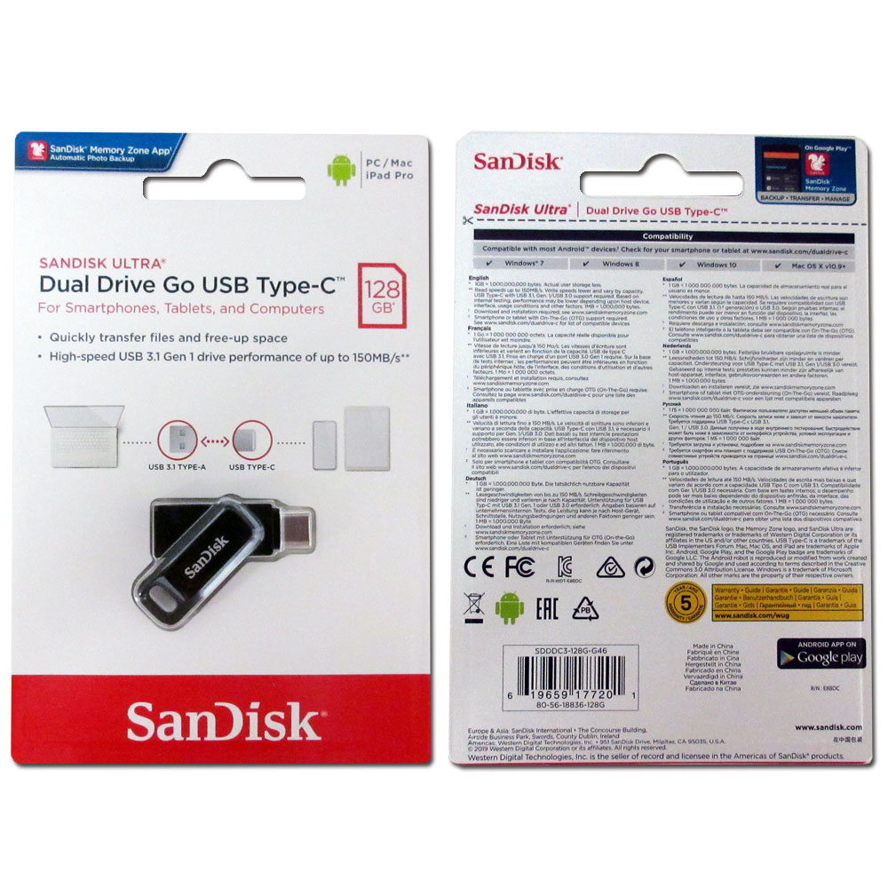 128GB USBフラッシュメモリー USB3.1 Gen1 USB3.0 -A Type-C 両 ...