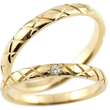 18金 ペアリング 結婚指輪 マリッジリング イエローゴールドk18 ダイヤモンド ハンドメイド 2.5ミリ幅 ブライダルジュエリー アンティーク 笑顔になるジュエリー お守り 大きいサイズ対応 レディース メンズ