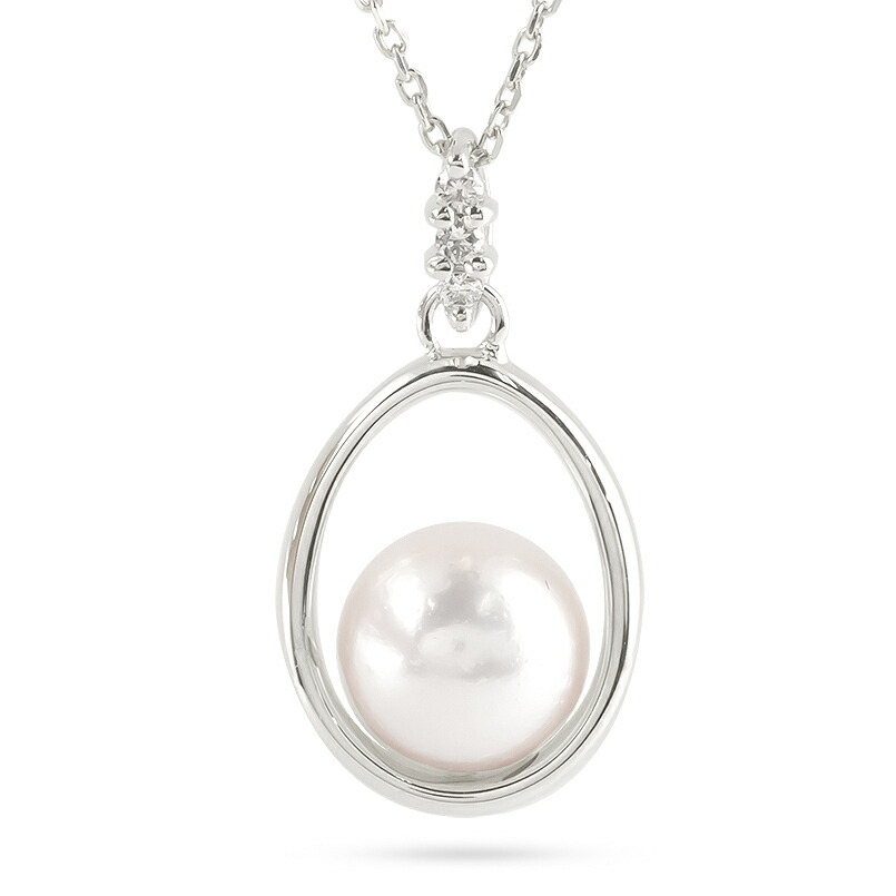 プラチナ本真珠ペンダント.ダイア入り プラチナ本真珠ペンダント