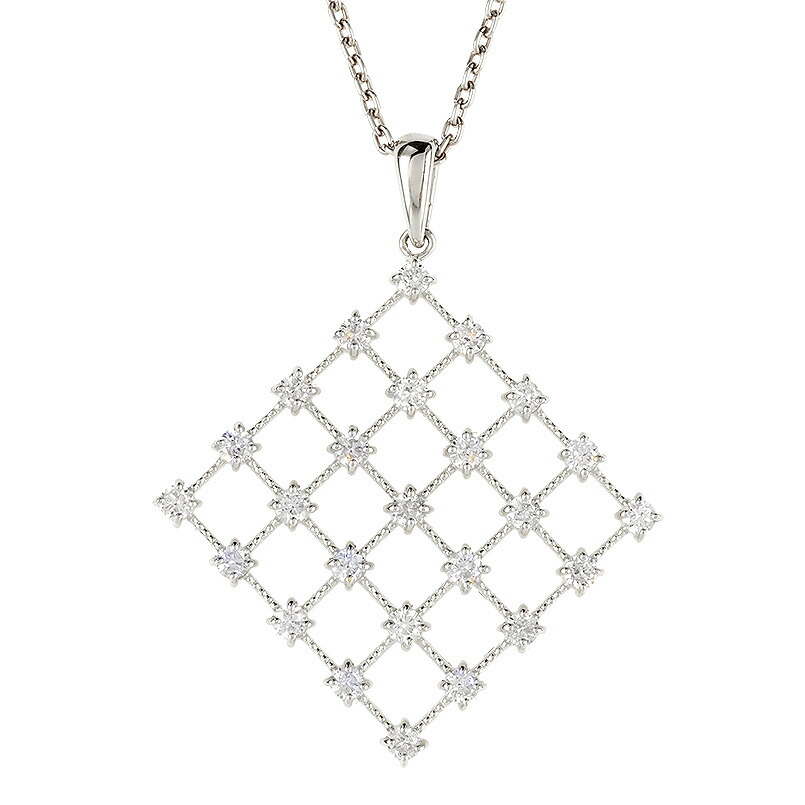 【15％OFFクーポンあり】【最短発送】レディース 女性 妻 彼女 プラチナ ネックレス ダイヤモンド 0.4ct ペンダントトップ プラチナ900 大ぶり 透かし スクウェア pt900 おしゃれ 人気 男女兼用 ユニセックス プレゼント ギフト おしゃれ 大人ジュエリー