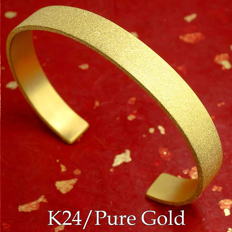 999刻印あり K24 金 彫刻模様 バングル ブレスレット 210204y01t.jpg