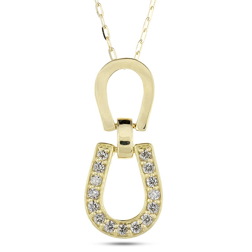 【20％OFFクーポンあり】【最短発送】18金 馬蹄 ペンダントネックレス ダイヤモンド イエローゴールドK18 ペンダントトップ ピンスルー 45cm ゴールド 18k お守り ホースシュー 蹄鉄 シンプル 男女兼用 ユニセックス 男女問わず レディース