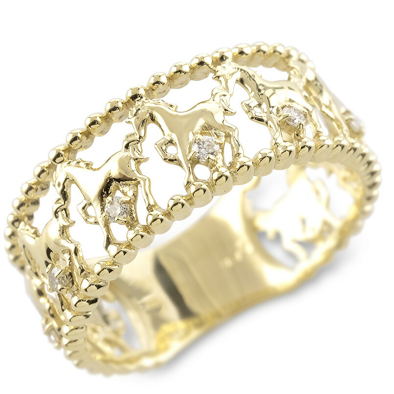 楽天市場】18金 リング レディース 馬 蹄 アニマルモチーフ 指輪 12.5