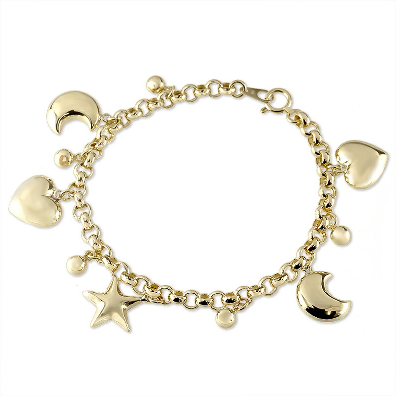 楽天市場】K18 クロス ハート 星 月 鍵 ブレスレット 18cm 18金