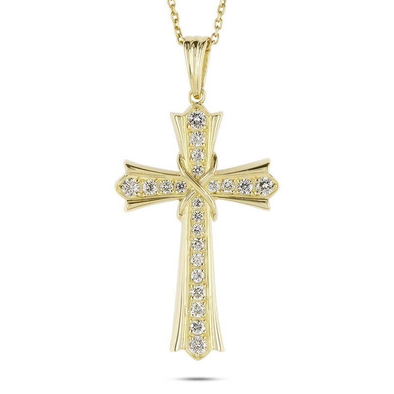 【最短発送】18金 ネックレス クロス ペンダントトップ 大ぶり ダイヤモンド 0.50ct メンズ ゴールド イエローゴールドK18 18k トップ シンプル 十字架 人気 男性 誕生石|かざり屋