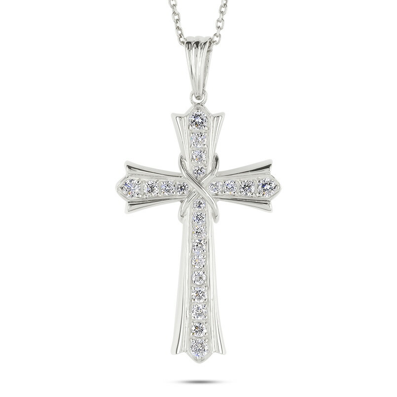 プラチナ ネックレス クロス ペンダントトップ 大ぶり プラチナ900 ダイヤモンド 0.50ct メンズ pt900 トップ シンプル 十字架 人気 男性 誕生石｜かざり屋