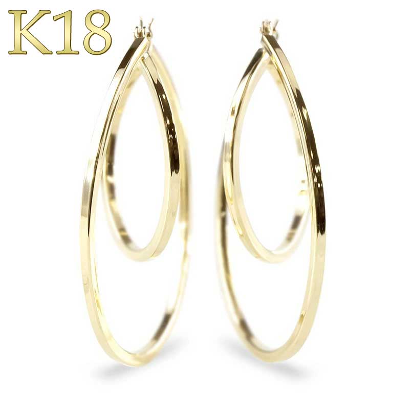 楽天市場】【最短発送】 18金 ピアス ピアス リング フープ 2連 ひねり