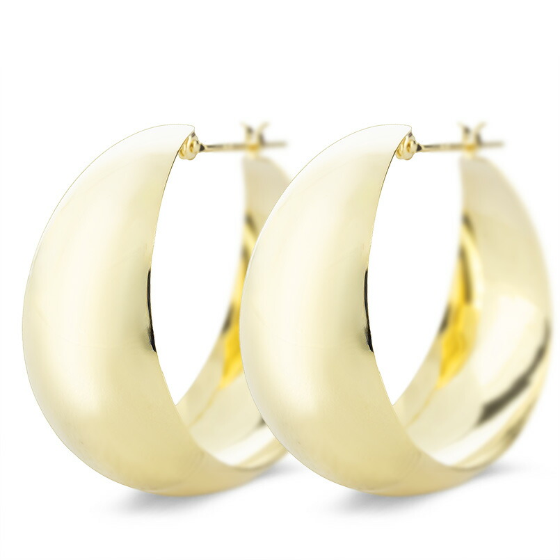 【25％OFFクーポンあり】【最短発送】18金 フープピアス レディース メンズ 大ぶり 月甲 幅広 ゴールド 18k イエローゴールドk18 シンプル 地金 三日月 リング ピアス 女性 男性 男女兼用 ユニセックス
