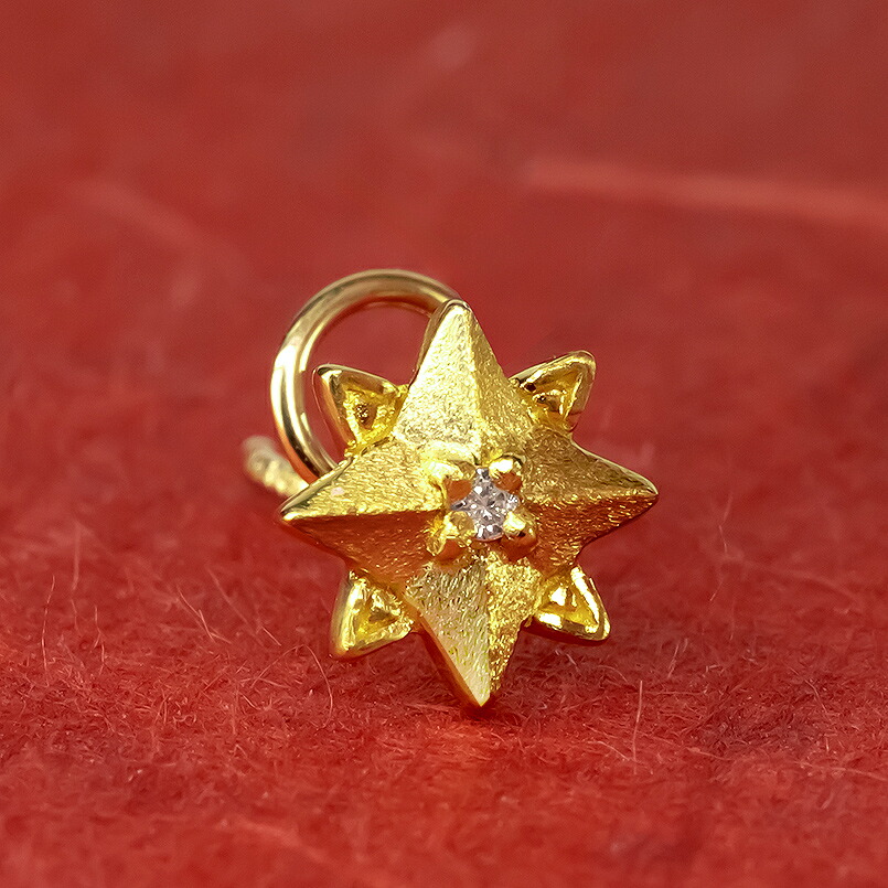 【最短発送】メンズ 24金 ピアス 片耳ピアス 純金 星 八芒星 片方 装着簡単 金 お守り キャッチのいらないピアス キャッチナッシャー スター 一粒 ゴールド 18k 18金 女性 男性 男女兼用 ユニセックス 金属アレルギー対応|かざり屋
