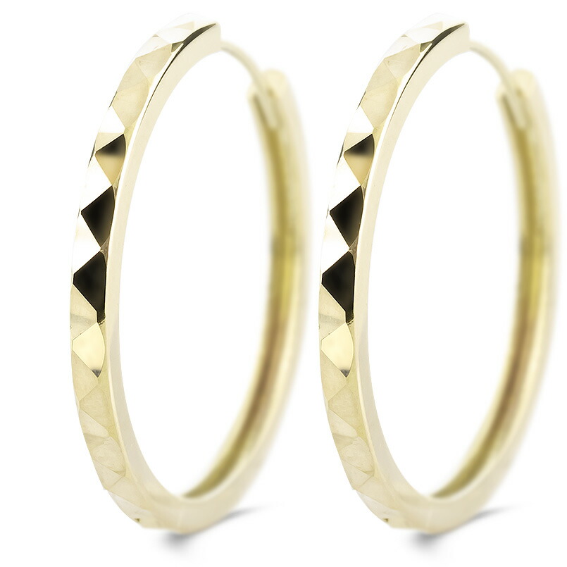 【20％OFFクーポンあり】【最短発送】18金 フープピアス 大ぶり ピアス ペア ゴールド 18k 金 イエローゴールドk18 地金 カット リング シンプル おしゃれ 人気用用 プレゼント 普段 使い 人気 カジュアル 男女兼用 ユニセックス 男女問わず