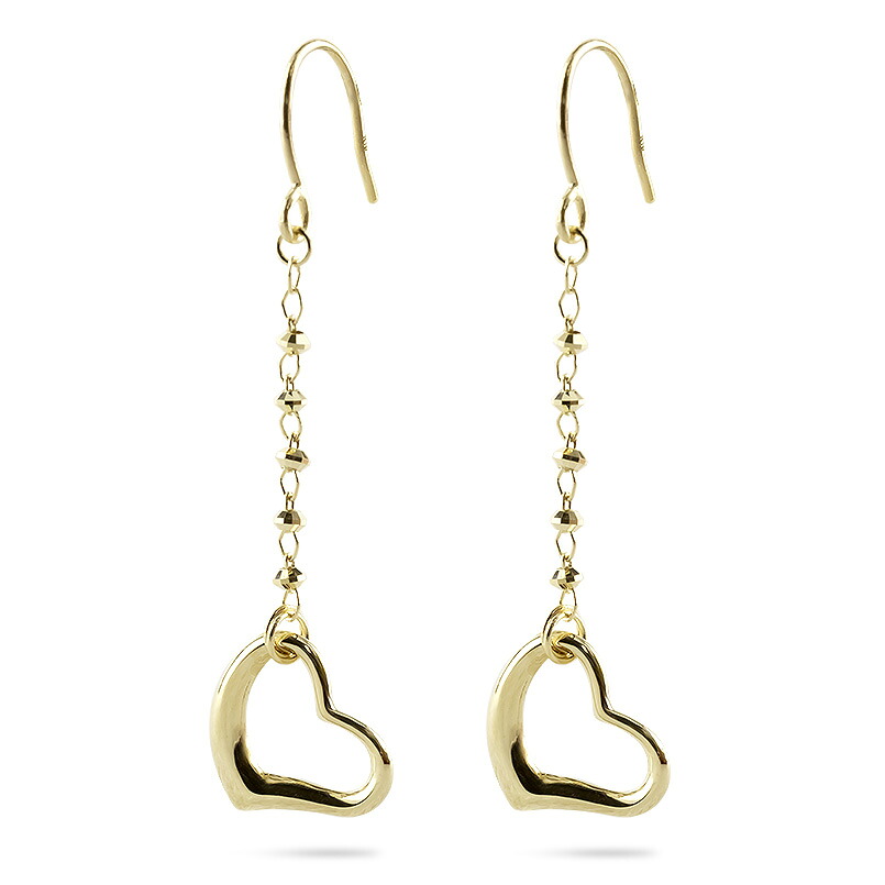 【最短発送】18金 ピアス ハート ロングピアス ペア イエローゴールドK18 揺れる ゆれる ゴールド 18k オープンハート フックピアス シンプル プレゼント 普段 使い 人気 カジュアル 男女兼用 ユニセックス 男女問わず 25,550円