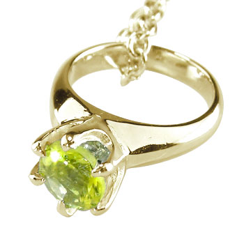 18金 ベビーリング ペリドット ペンダント ネックレス 一粒 イエローゴールドK18 k18 8月の誕生石 18k ペンダントトップ チャーム ベビーギフト 出産祝い レディース｜かざり屋