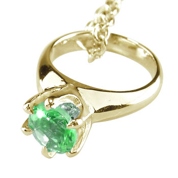 18金 ペンダント トップ ベビーリング エメラルド 一粒 ネックレス イエローゴールドK18 k18 5月誕生石 18k チャーム ベビーギフト レディース