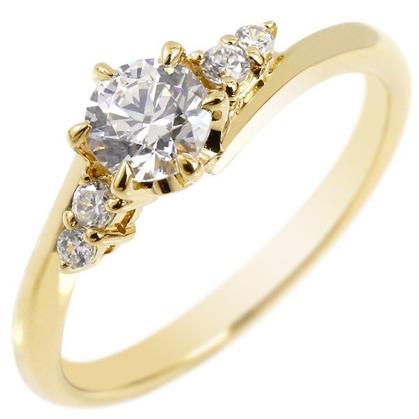 楽天市場】ダイヤモンド リング イエローゴールドk18 指輪 ダイヤ 一粒