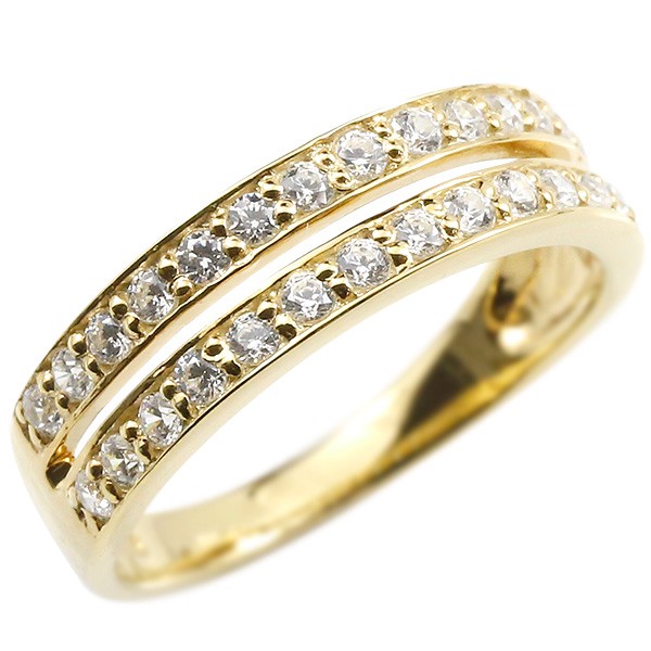 楽天市場】K18 ダイヤモンド 2連 リング 品質保証書付 18k 18金 二連