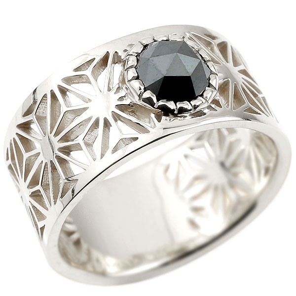 絶対一番安い メンズ 18金 リング ブラックダイヤモンド ホワイトゴールドk18 指輪 幅広 リング 和柄 切子 和モダン 透かし 麻の葉 模様 ピンキーリング 男性用 メンズジュエリー 楽ギフ 包装 コンビニ受取対応商品 大きいサイズ対応 送料無料 超歓迎 Moodle