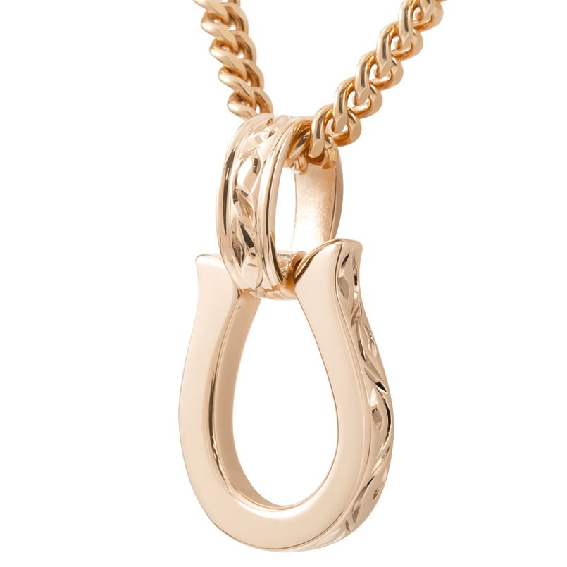 18金 メンズ ネックレス トップ ピンクゴールドk18 18k ハワイアンジュエリー メンズジュエリー 喜平用 馬蹄 シンプル ホースシュー 蹄鉄 バテイ チェーン キヘイ 地金 男性用 men's｜かざり屋 162,500円