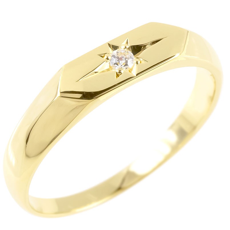 楽天市場】18金 リング メンズ 印台 指輪 イエローゴールドk18 18k