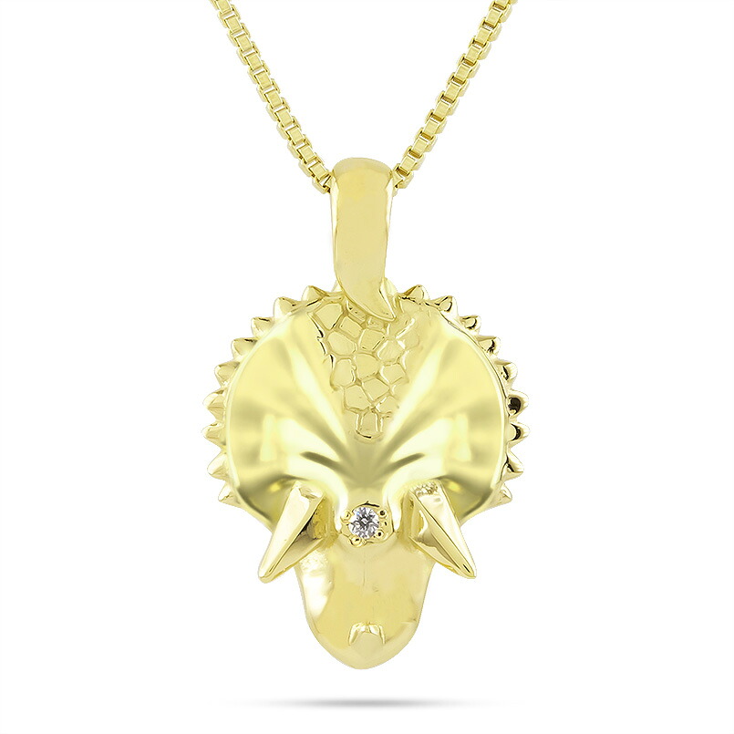 ネックレス メンズ 18金 ペンダントトップ ダイヤモンド トリケラトプス シールド ゴールド イエローゴールドk18 18k 恐竜 盾 ダイナソーシリーズ 男性 ペンダント プレゼント ギフト 人気|かざり屋