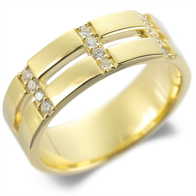 18金 リング ダイヤモンド 指輪 ダイヤ 0.20ct 太め 幅広 18k ゴールド ピンキーリング イエローゴールドk18 k18 シンプル ジュエリー かっこいい 大きい 男女兼用 ユニセックス 男女問わず レディース