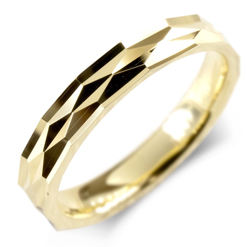 楽天市場】18金 リング イエローゴールドk18 ダイヤ柄 指輪 カット