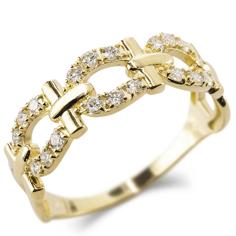 馬蹄 リング ダイヤモンド メンズ K18YG 指輪 0.30ct 幅広 イエローゴールドK18