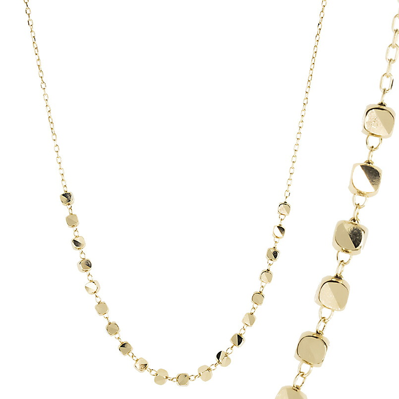 18金 ネックレス スライド式 チェーンのみ 45cm キューブ レディース ゴールド 18k イエローゴールドK18 角型パーツ 地金 シンプル 人気 おしゃれ