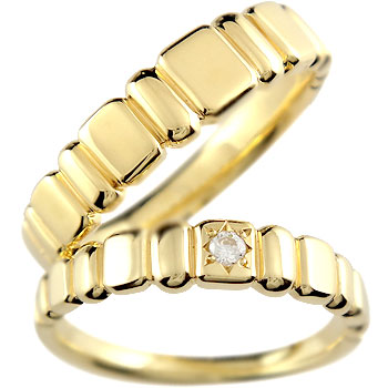 18金 ペアリング レディース メンズ 男女 イエローゴールドk18 ダイヤ ダイヤモンド ハンドメイド 18k 結婚指輪 マリッジリング お守り 大きいサイズ対応 レディース メンズ 男女|かざり屋