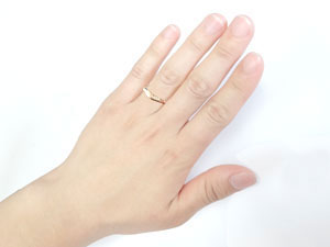 V字 婚約指輪 エンゲージリング 18金 ダイヤモンド ピンクゴールド