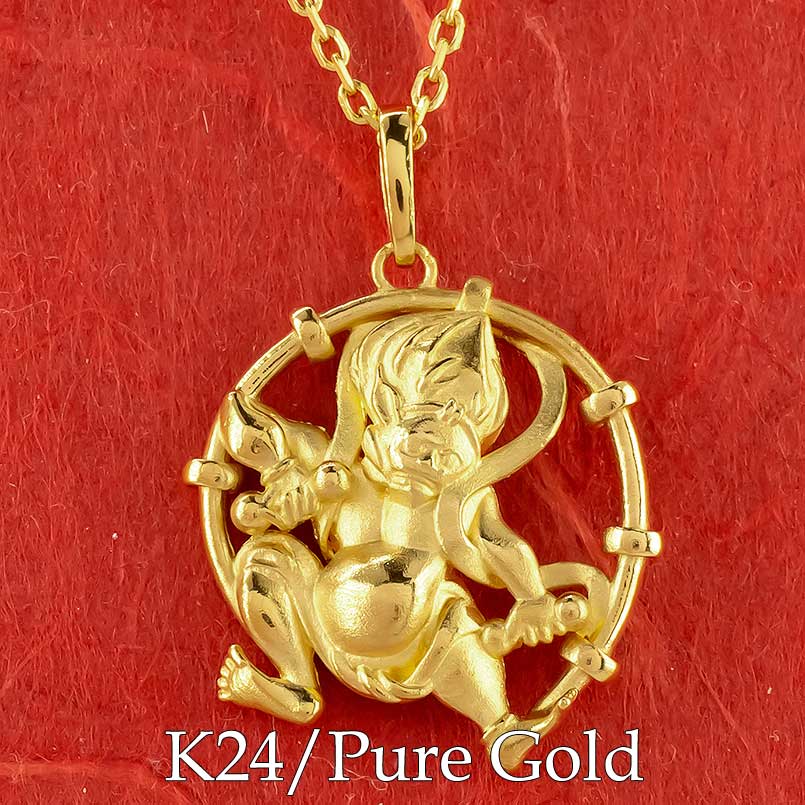 18k 24k ネックレス トップ 楽天市場】24金 純金 ペンダントトップ ネックレス 雷神