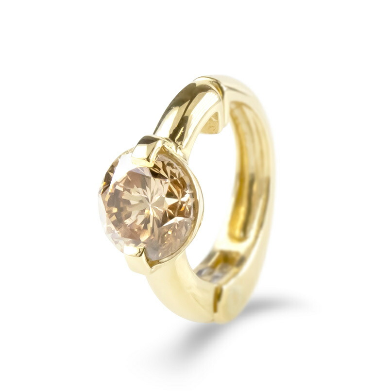 【15％OFFクーポンあり】【最短発送】正規品 ピアリング 18金 ピアス ブラウンダイヤモンド 0.5ct 片耳 イヤリング メンズ レディース ノンホールピアス イエローゴールドk18 ダイヤ 大粒 一粒 イヤーカフ シンプル