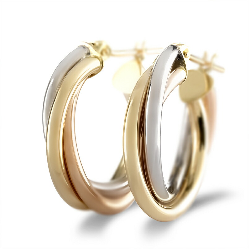 【最短発送】メンズ ピアス 18金 ピアス フープピアス 大ぶり ゴールド 18k 3色 イエローゴールド ピンクゴールド ホワイトゴールド ピアス ペア 地金 リング ピアス|かざり屋