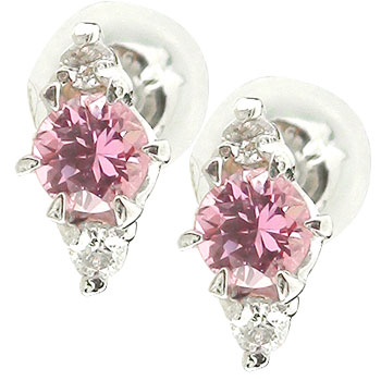 18金 ピアス レディース 女性 妻 彼女 ピンクサファイアピアス ダイヤモンド ホワイトゴールドk18 18k｜かざり屋