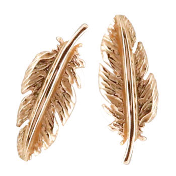 18金 ピアス 羽 フェザー ピアス ピンクゴールドk18 18k 地金ピアス Feather レディース メンズ