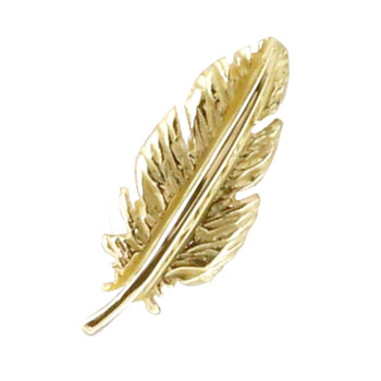 18金 ピアス 片耳 羽 フェザー ピアス イエローゴールドk18 18k 地金ピアス Feather レディース メンズ｜かざり屋