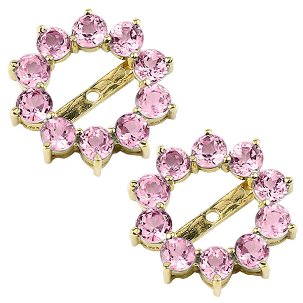 18金 ピアスパーツ ピアスジャケット バックチャーム ピアス フラワー 花 ピンクサファイア イエローゴールドk18 18k 天然石 9月誕生石 スタッドピアス用 シンプル 人気 大人ジュエリー オリジナルデザイン|かざり屋