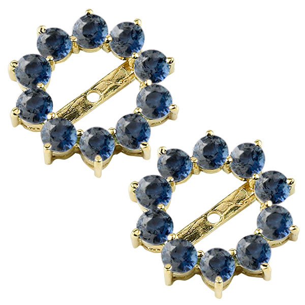 18金 ピアス ピアスパーツ ピアスジャケット バックチャーム ピアス フラワー 花 サファイア イエローゴールドk18 18k 天然石 9月誕生石 スタッドピアス用 シンプル レディース