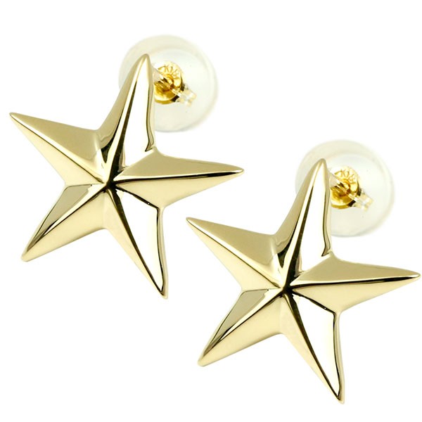 18金 ピアス 星 スター ピアス イエローゴールドk18 スタッドピアス ファーストピアス 地金 シンプル メンズ レディース｜かざり屋