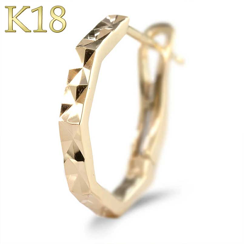 【最短発送】フープピアス リングピアス 18金 ピアス 18金 ピアス 片耳 レディース リング ピアス つけっぱなし カット ゴールド 18k イエローゴールドk18 女性 横顔美人 横顔イケメン 大人ジュエリー 普段使い 23,800円