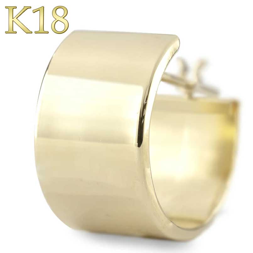 【最短発送】18金 ピアス 片耳 ピアス ゴールド 18k 幅広 大ぶり 普段使い イエローゴールドk18 シンプル 人気 男女兼用 ユニセックス 男女問わず レディース
