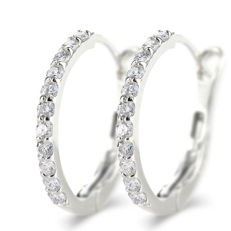 【20％OFFクーポンあり】【最短発送】フープピアス リングピアス プラチナ900 ダイヤモンド 0.3ct 大きめ レディース メンズ pt900 中折れ式 貫通式 フープ 大ぶり シンプル おしゃれ 人気 女性用 男性用 横顔美人 横顔イケメン 大人ジュエリー 普段使い